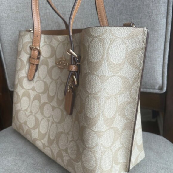 NWT！COACH MOLLIE TOTE 25 IN SIGNATURE CANVAS (C4250) - Picture 4 of 6
